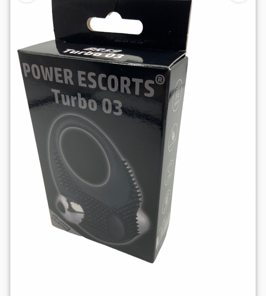 Power Escorts Silicone Turbo 03 Vibrerende Cockring - BR59 - Zwart