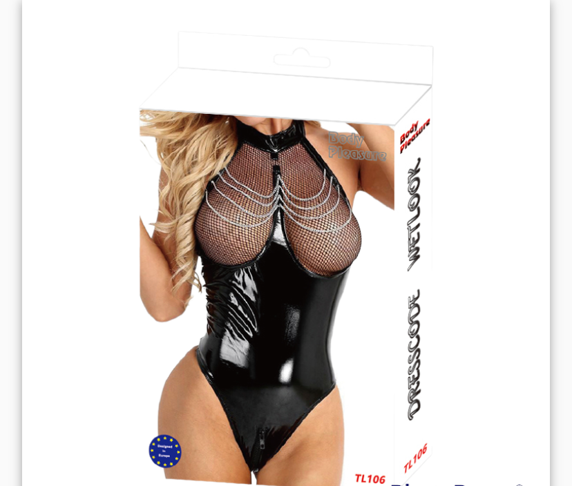 Body Pleasure Wet Look Open Borst Body - One Size Fits Most - TL106