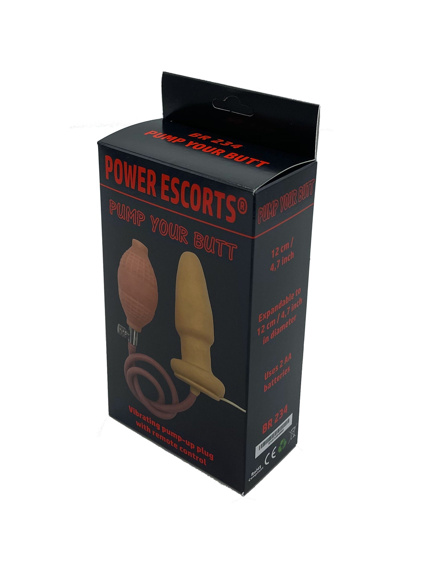 Power Escorts - BR234 - Pump Your Butt - Vibrating Anal Plug - Flesh - Colour Box