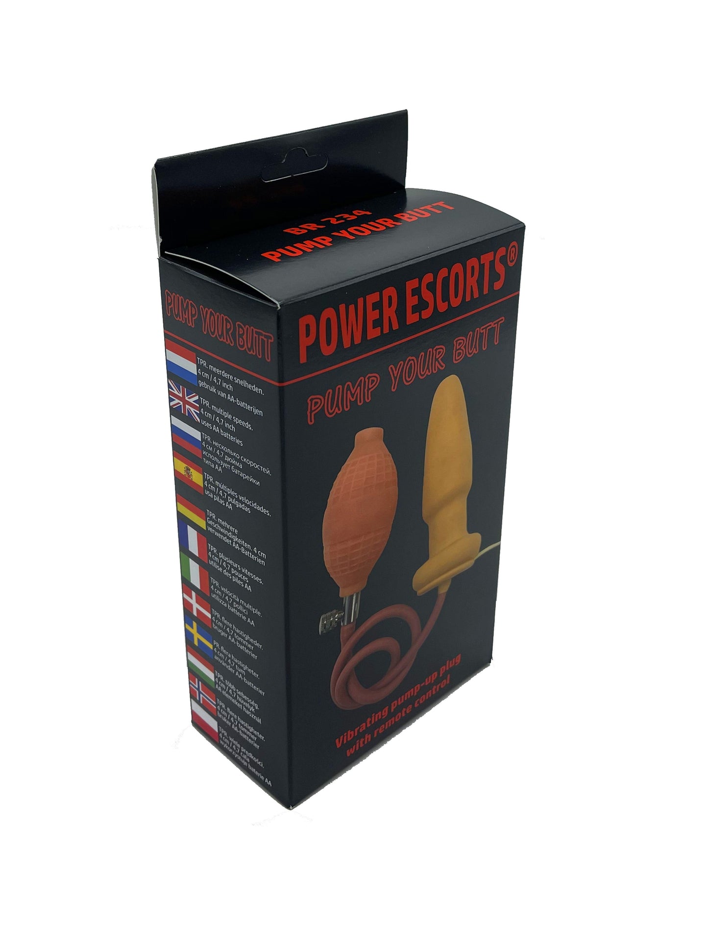 Power Escorts - BR234 - Pump Your Butt - Vibrating Anal Plug - Flesh - Colour Box