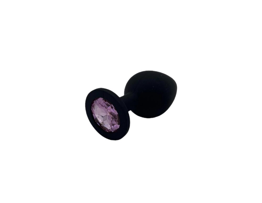 Power Escorts Small Silicone Black Plug Pink Stone  - BR135Spink - Window Box