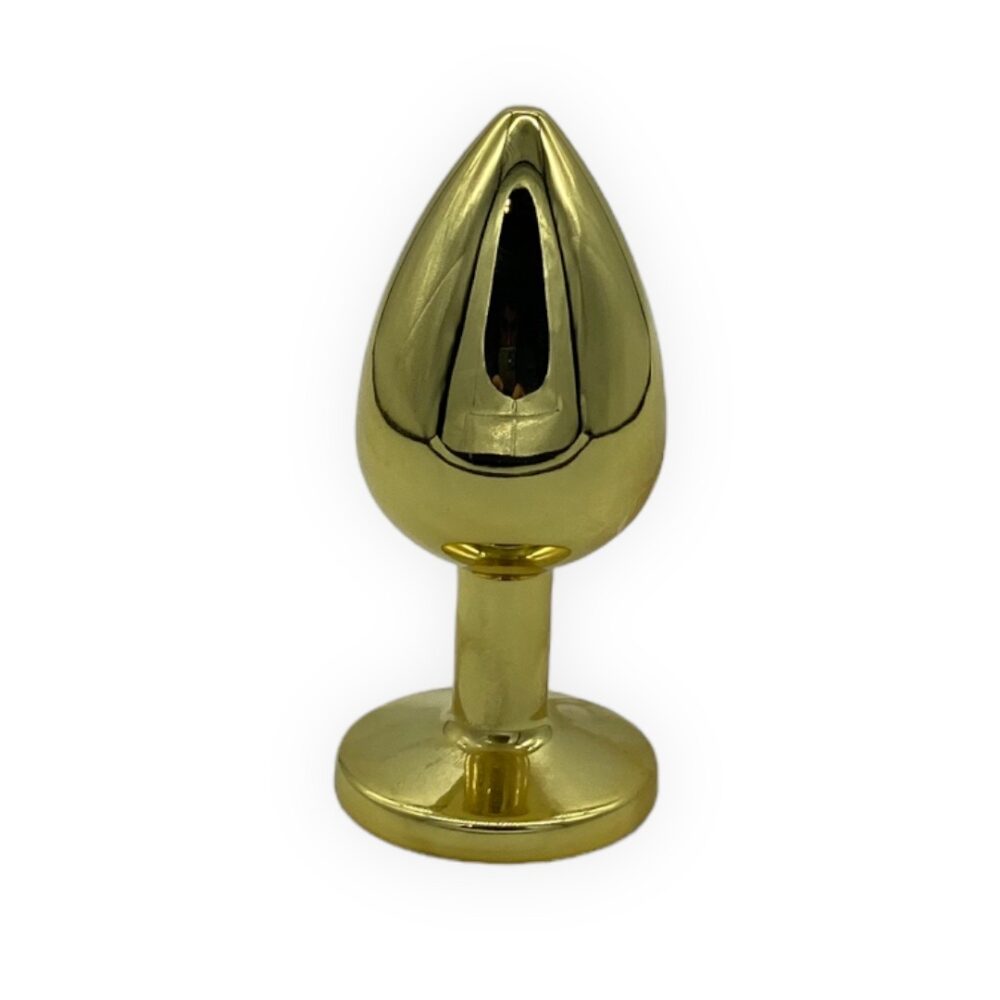 Power Escorts - BR211Lblack - Diamond King Gold Plug With Black Stone Large - Diameter 4cm - Length 9,5 cm - Window Box