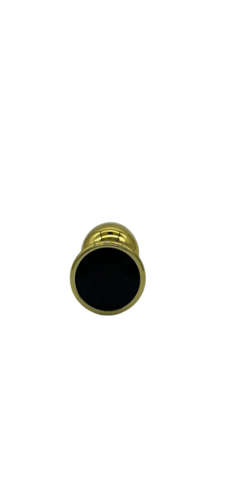 Power Escorts - BR211S Black - Diamond King Gold Plug With Black Stone Small - Diameter 2.7 cm - Length 7 cm - Window Box