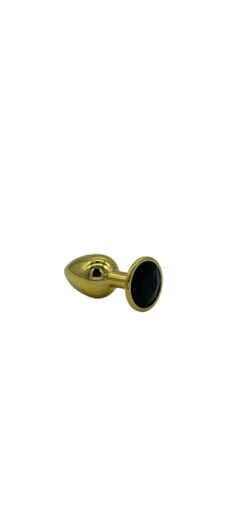 Power Escorts - BR211S Black - Diamond King Gold Plug With Black Stone Small - Diameter 2.7 cm - Length 7 cm - Window Box