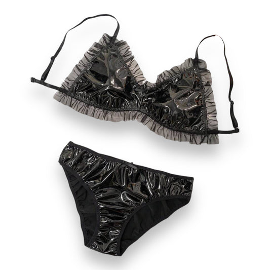 Wetlook Lingerie Set Zwart - Maat: Groot 40/42 - BULK Aanbieding