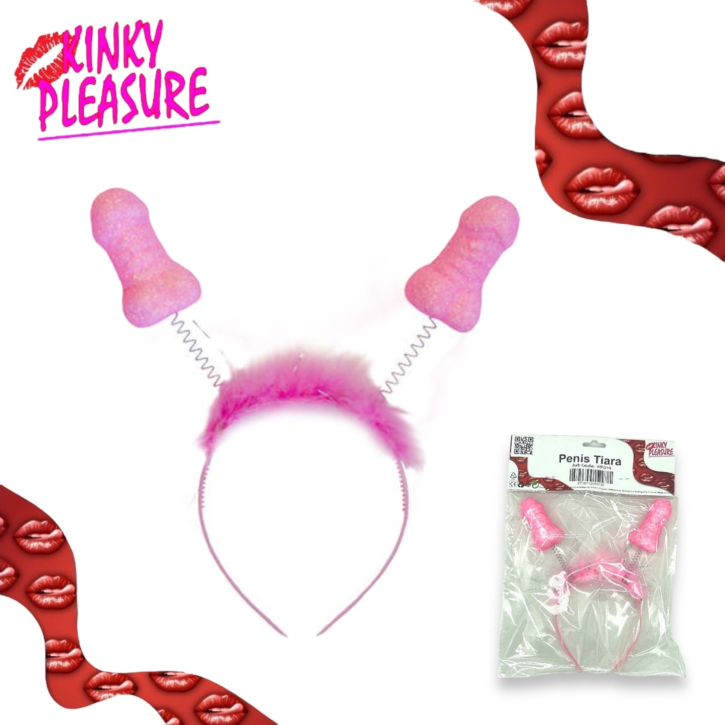 Feestelijke Penis Tiara - Perfect voor Bachelor Party - Beschikbaar in Beige, Roze en Beige/Roze - Afmetingen: 27x11cm