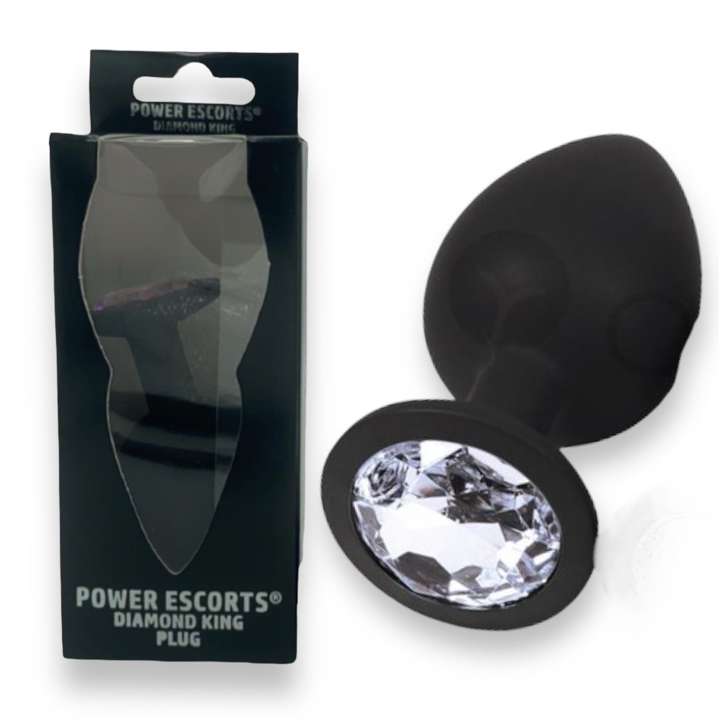 Power Escorts - BR135 - Diamond King - Silicone Butt Plug - Black - 6 Colours - 3 Sizes