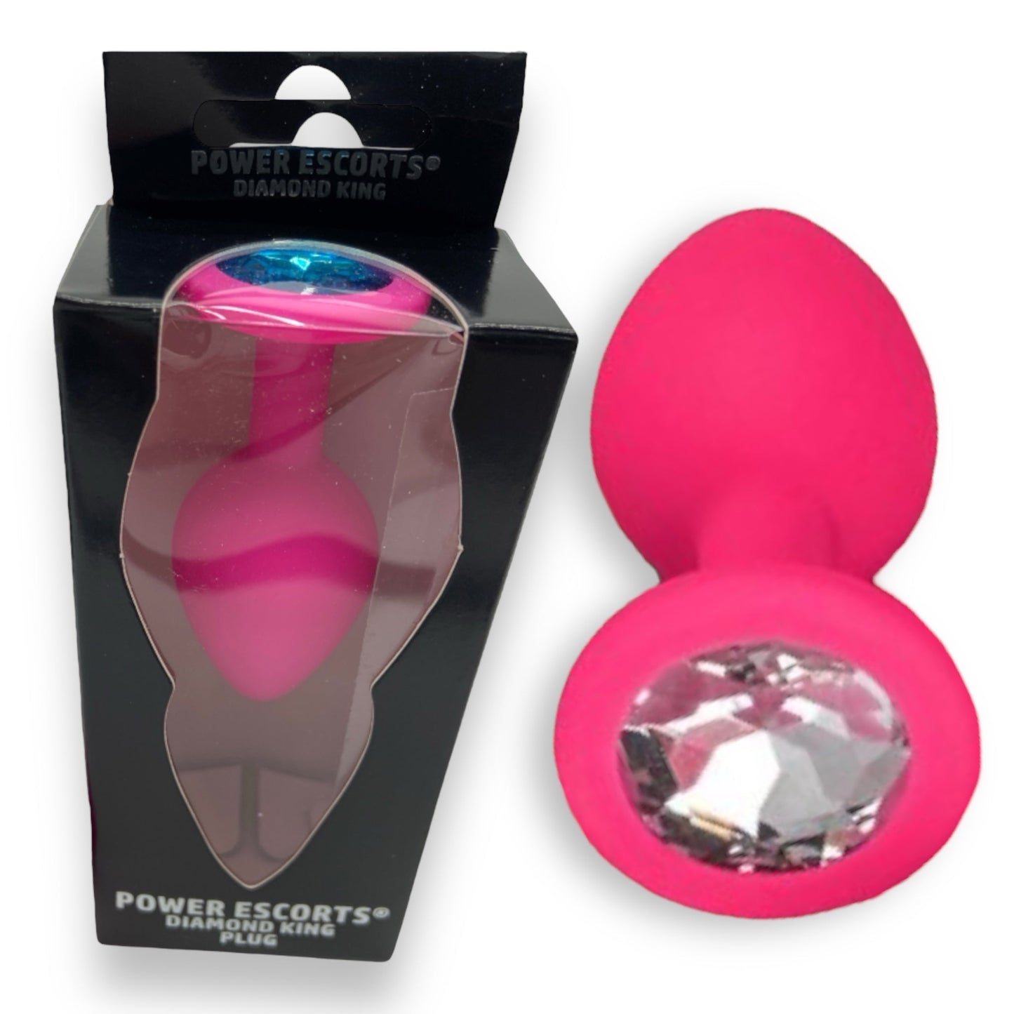 Power Escorts - BR133 - Diamond King - Silicone Butt Plug - Pink - 6 Colours - 3 Sizes