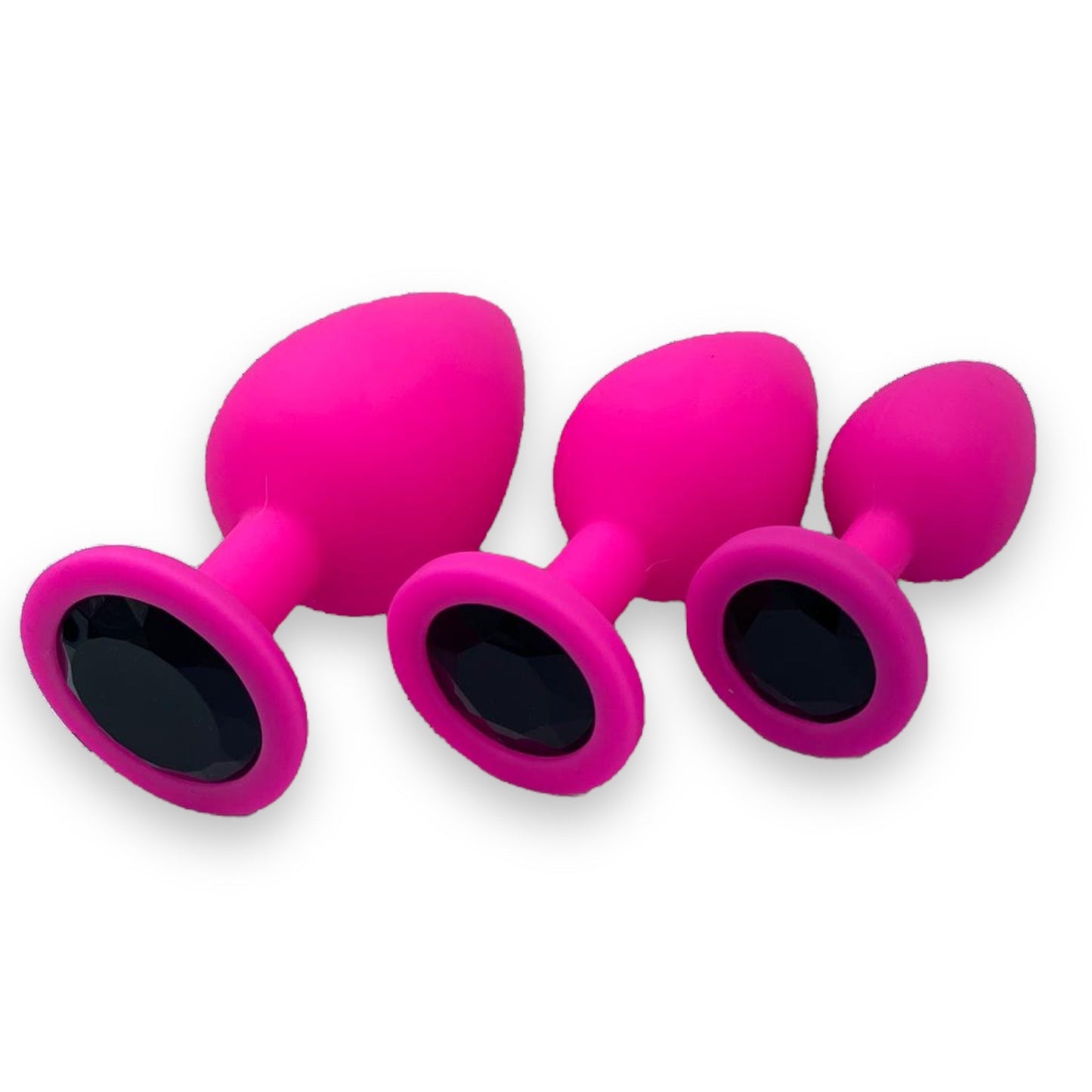 Power Escorts - BR134 - Silicone Butt Plug - Pink - 3 Pack - 6 Colours