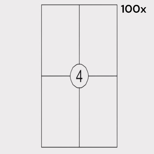Verzend Etiketten/Labels A4 105 x 148mm 4 Stuks op A4 100Stuks