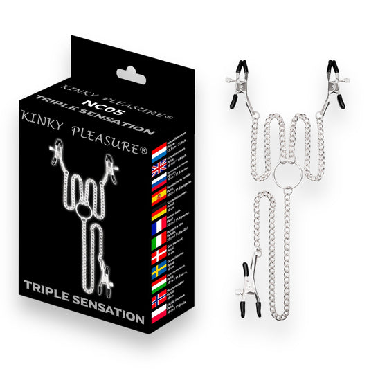 Triple Sensation - Kinky Clamps - Zware Versie - Nipple Clamps - Mooie Kleurdoos