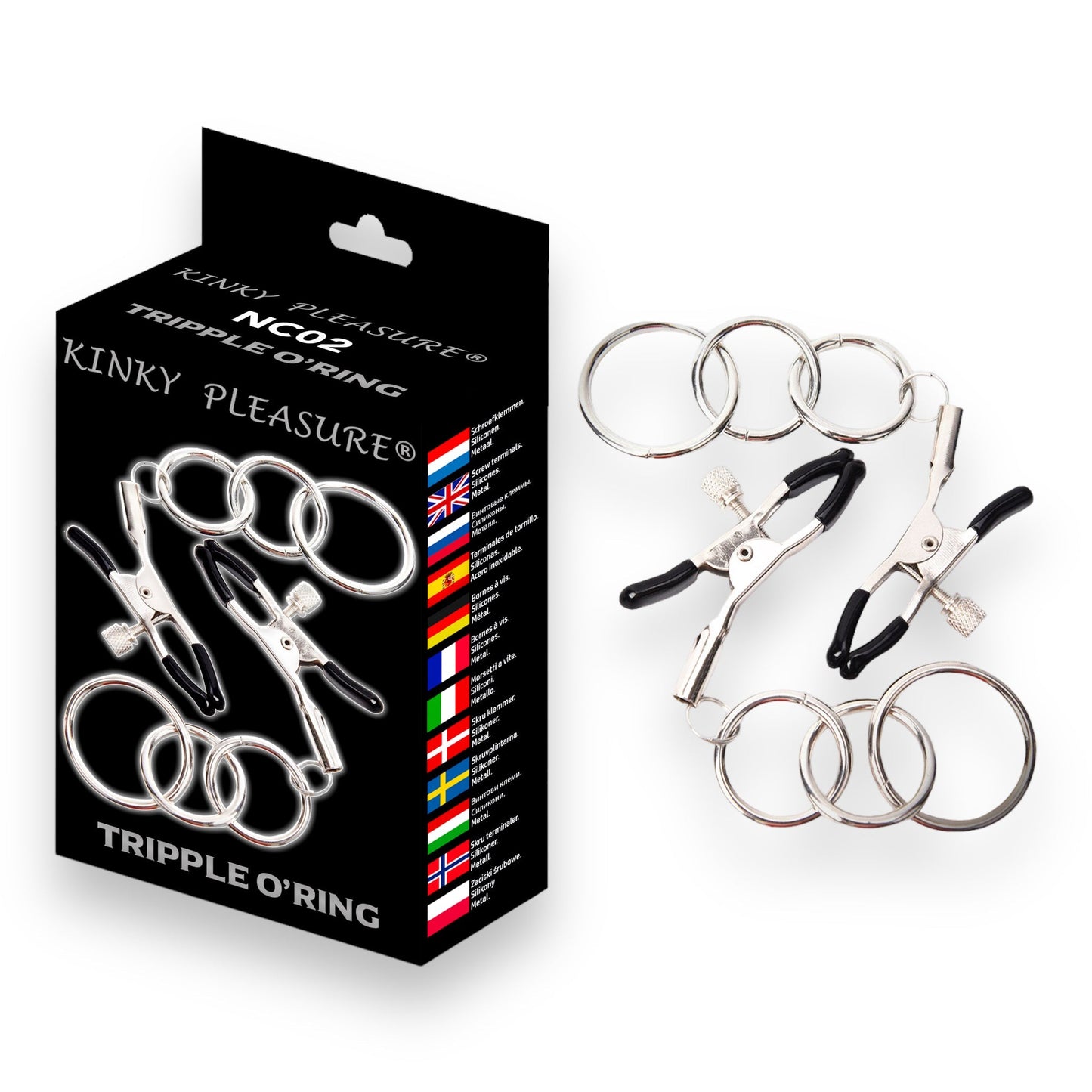 Tripple O'Ring - Kinky Clamps - Zware Versie - Nipple Clamps - Stijlvolle Kleurdoos