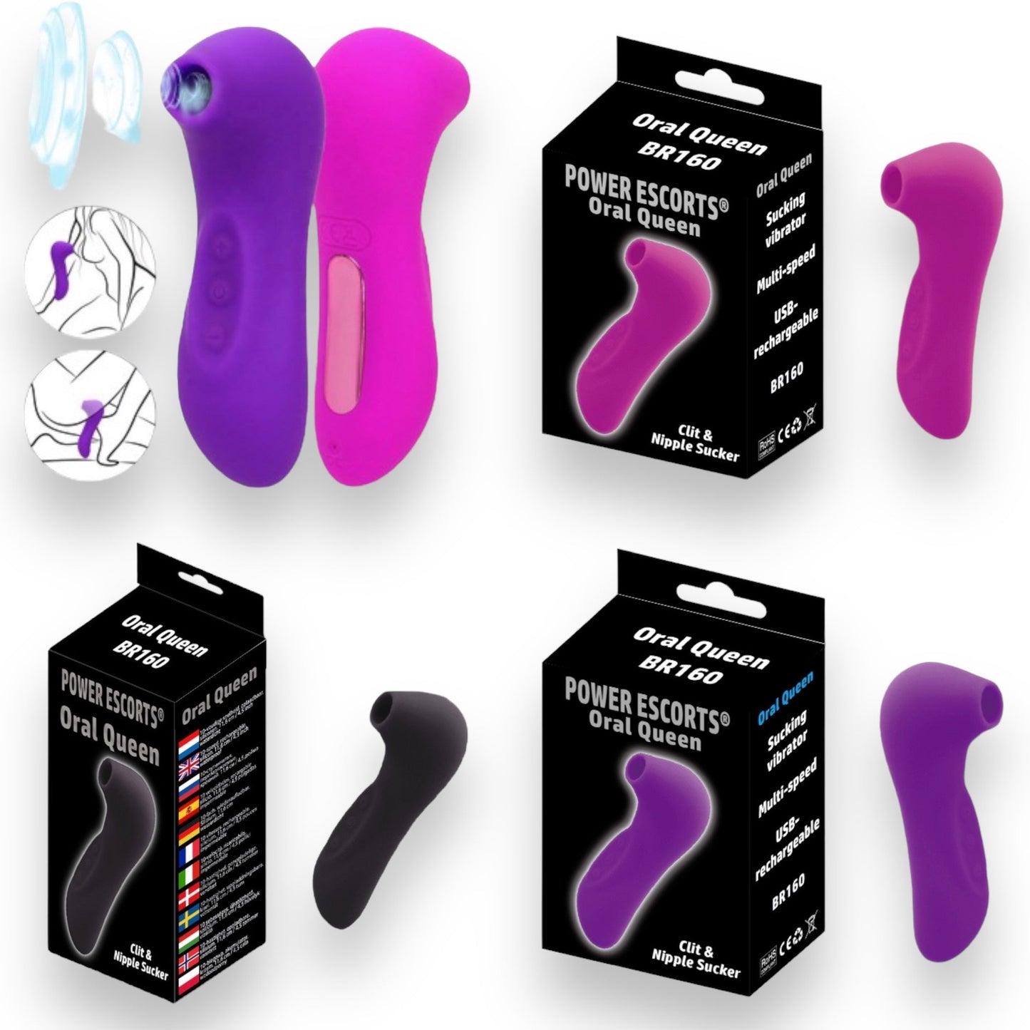 Zuig Vibrator Perfect Voor De Clit En De Tepels in 3 Verschilende Kleuren van Power Escorts