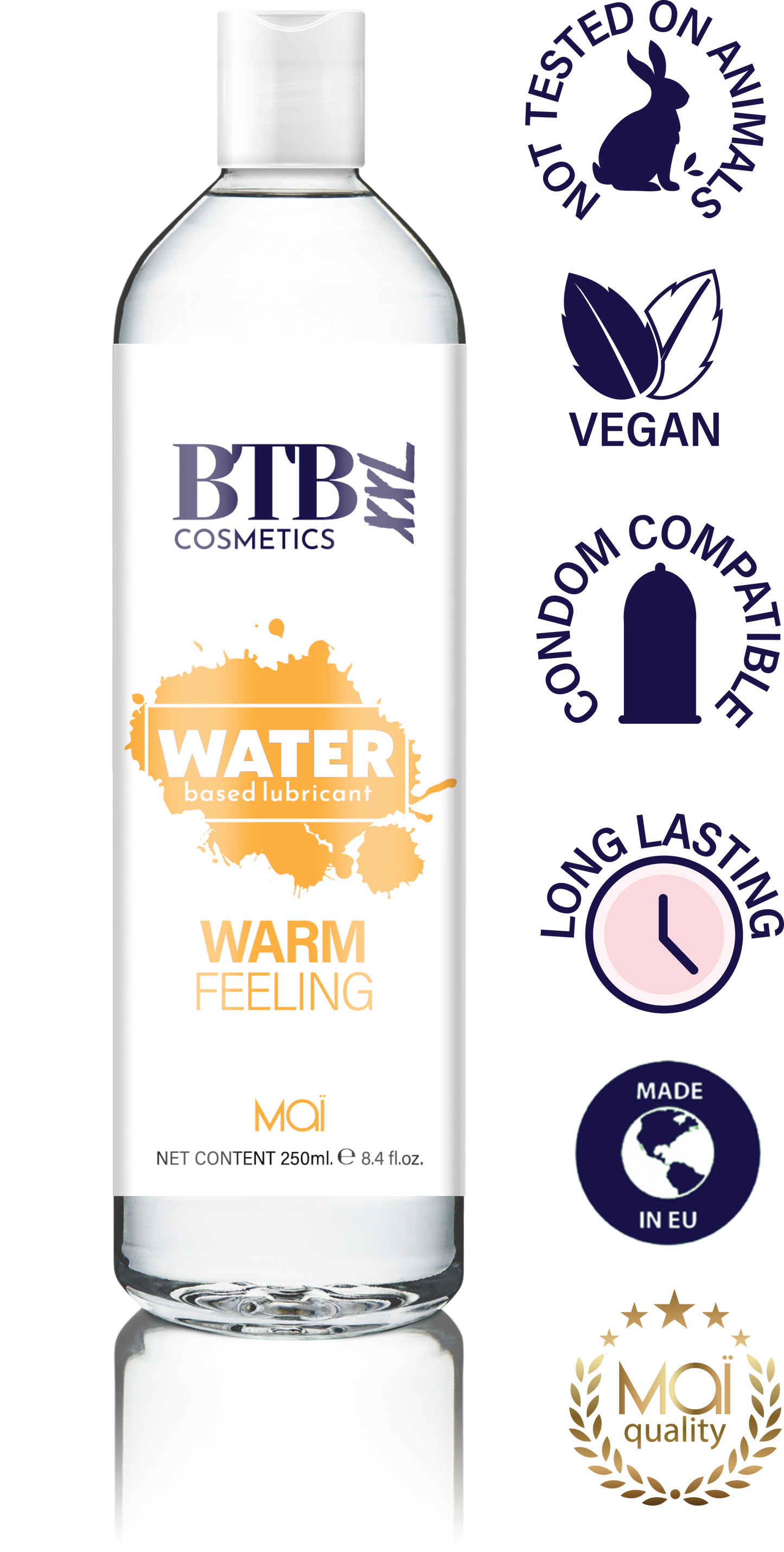 BTB Cosmetics Vegan Warm Feeling Water Based Lubricant XL 250 ML - LT2413
