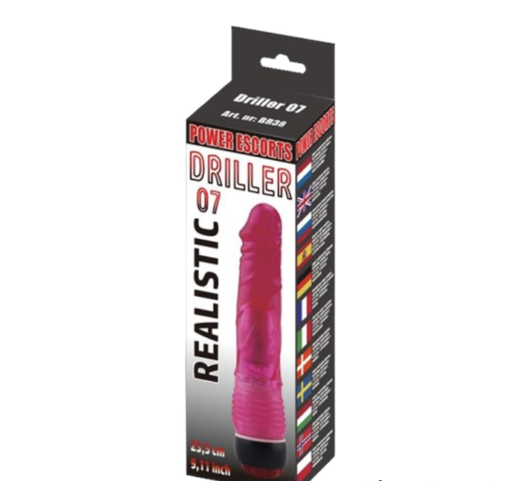 Power Escorts - BR38 Red - Driller 07 Realistic Vibrator - 23,5 CM