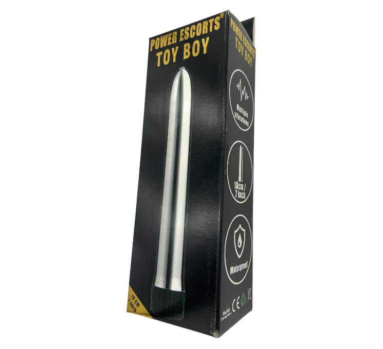 Power Escorts Toy Boy Classic Vibrator - 18 CM - Silver - BR61