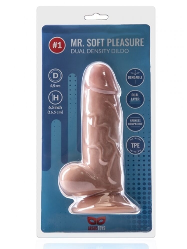 Argus Mr. Soft Pleasure 1 Dubbellaagse Realistische Dildo met Ballen en Zuignap - 16,5 cm - Dia 4,5 cm AT1060