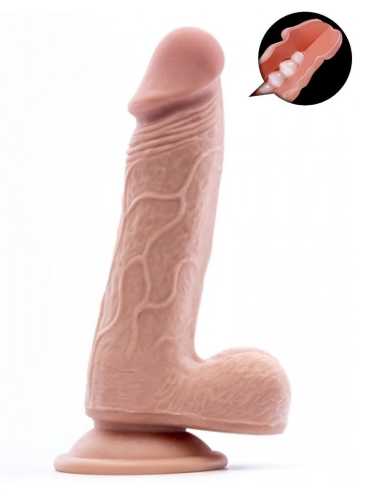 Argus Mr. Soft Pleasure 2 Dubbellaagse Realistische Dildo met Ballen en Zuignap - 19 cm - Dia 4,5 cm AT1061