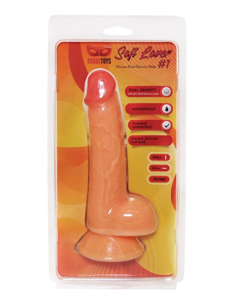 Argus Soft Lover 1 Dubbele Dichtheid 2 Lagen Siliconen Realistische Dildo met Ballen en Zuignap - Gratis 30 ml Glijmiddel - 18,5 cm - AT1071