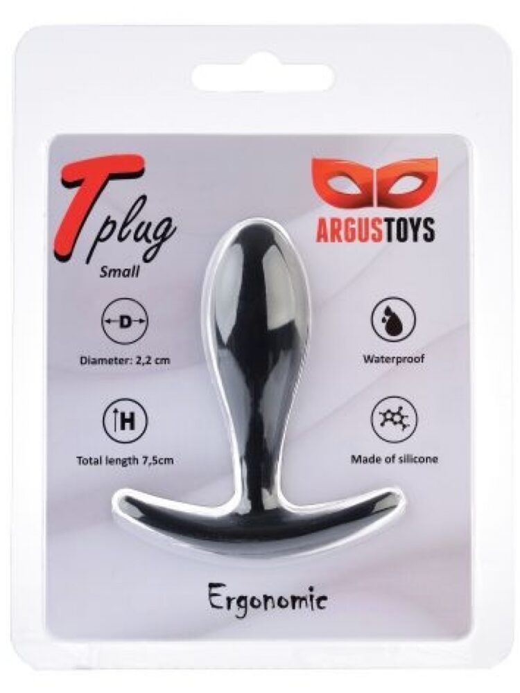 Argus T-Plug Siliconen - Zwart 7,5 Cm Dia 2,2 Cm - Verpakt in Sterke Blister - AT1113