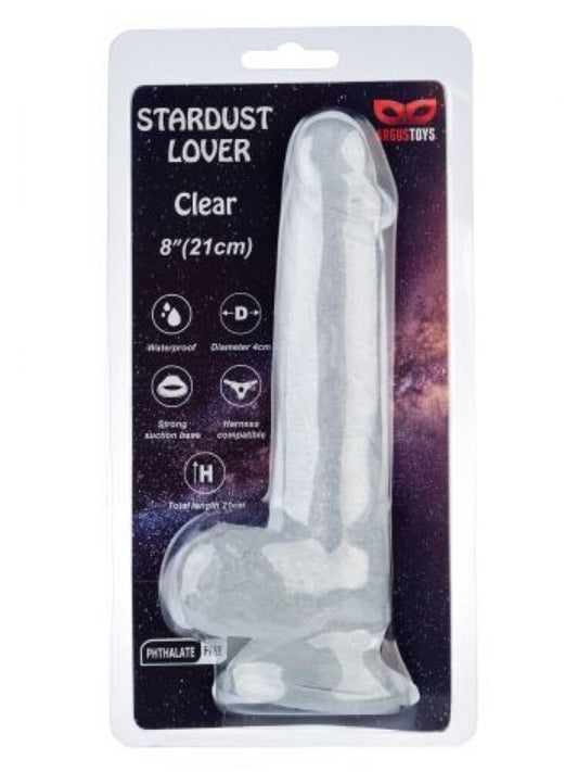 Argus Stardust Lover Doorzichtige Glitter Dildo - 21 cm - Verpakt in Sterke Blister - AT 001121