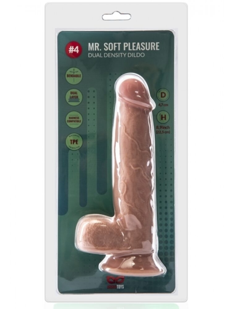 Argus Mr. Soft Pleasure 4 Dubbellaagse Realistische Dildo met Ballen en Zuignap - 22,5 cm - Dia 4,7 cm AT1063