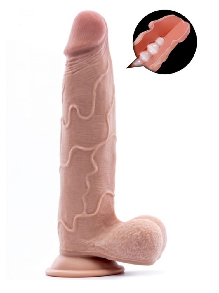 Argus Mr. Soft Pleasure 5 Dubbellaagse Realistische Dildo met Ballen en Zuignap - 24,5 cm - Dia 5 cm AT1064