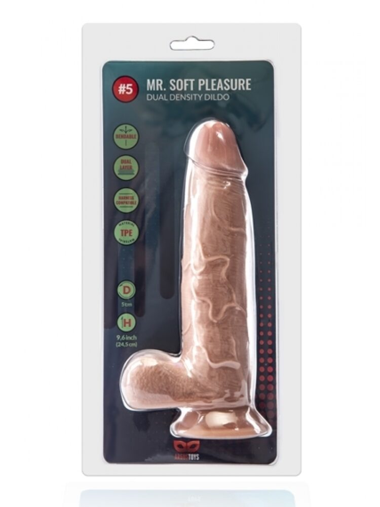 Argus Mr. Soft Pleasure 5 Dubbellaagse Realistische Dildo met Ballen en Zuignap - 24,5 cm - Dia 5 cm AT1064