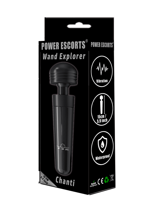 Power Escorts - BR271 - Wand Explorer - Chanti - Wand Massager - Vibrator -15  CM - Black