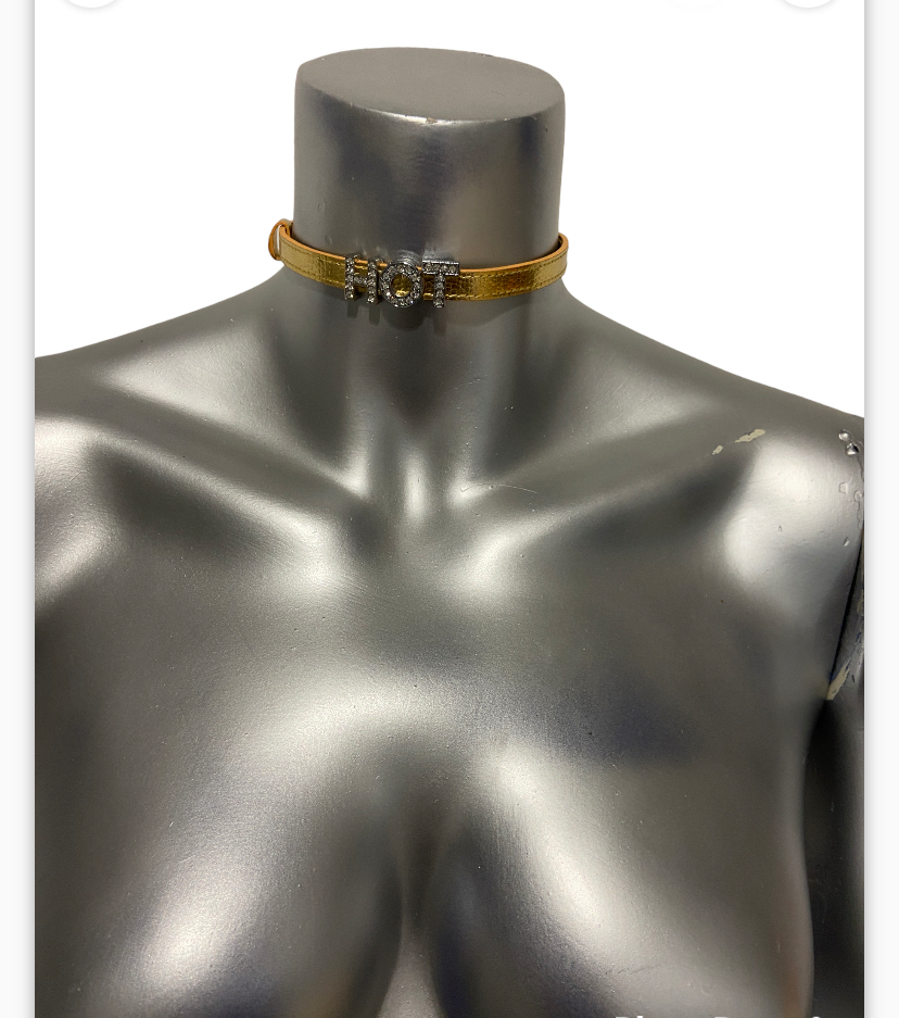 Power Escorts Luxury Collar Gold with Stones Name HOT - BDSM - Heavy Quality