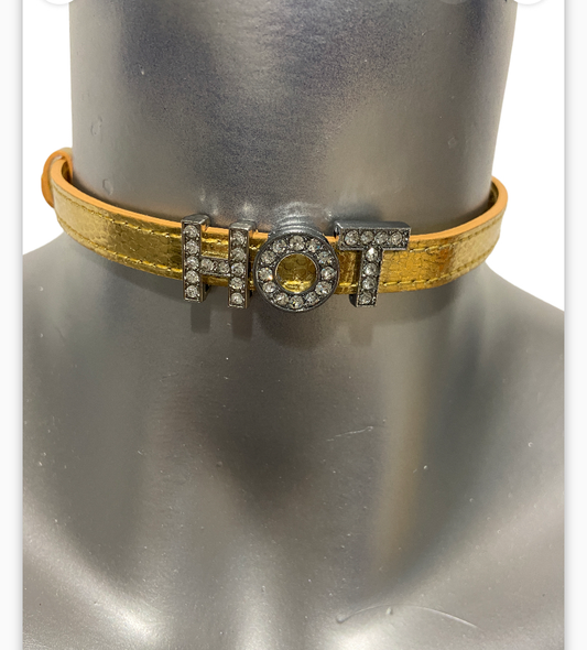 Power Escorts Luxury Collar Gold with Stones Name HOT - BDSM - Heavy Quality