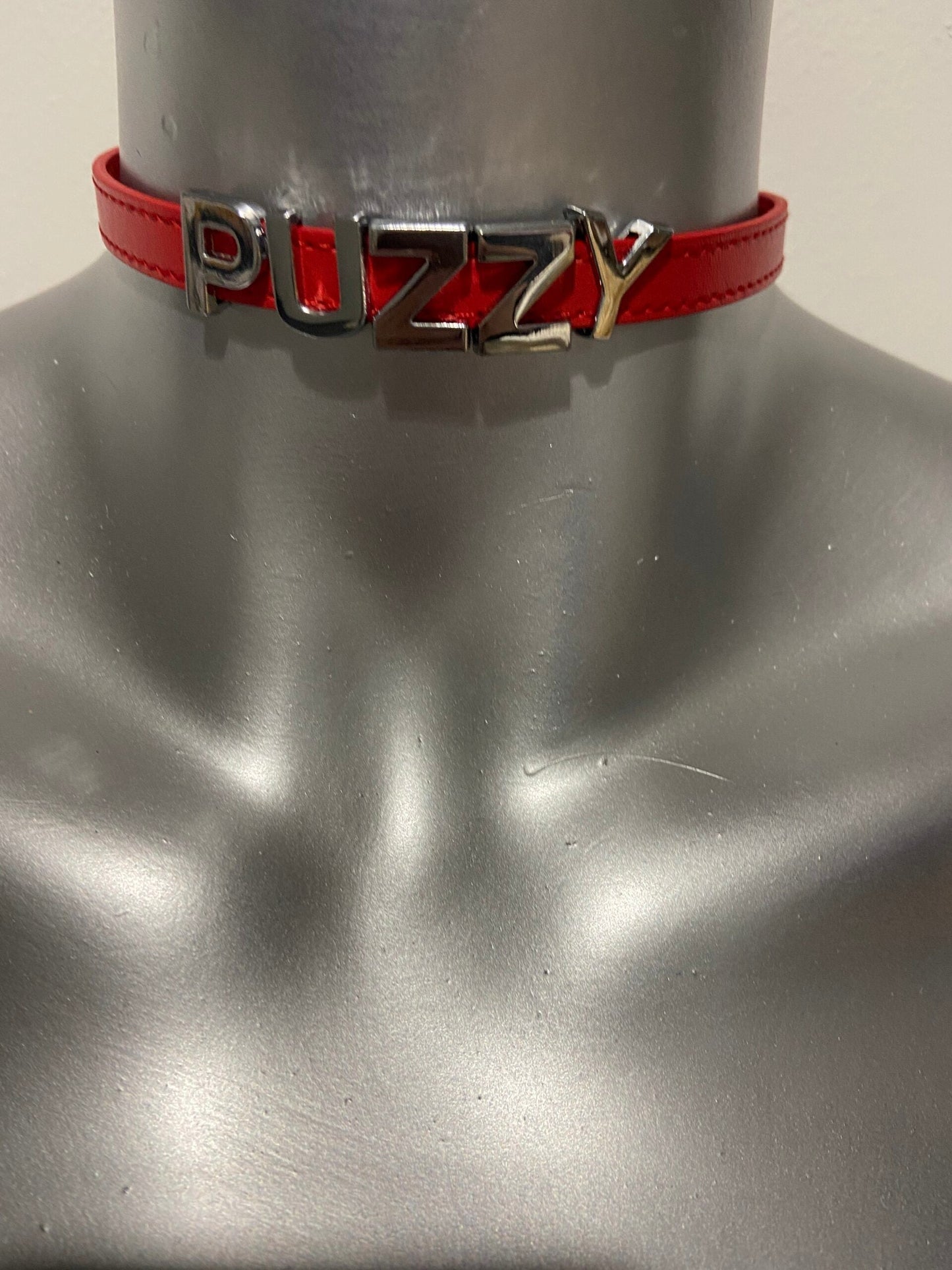 Power Escorts Luxury Collar Red with Name PUZZY - BDSM - Heavy Quality