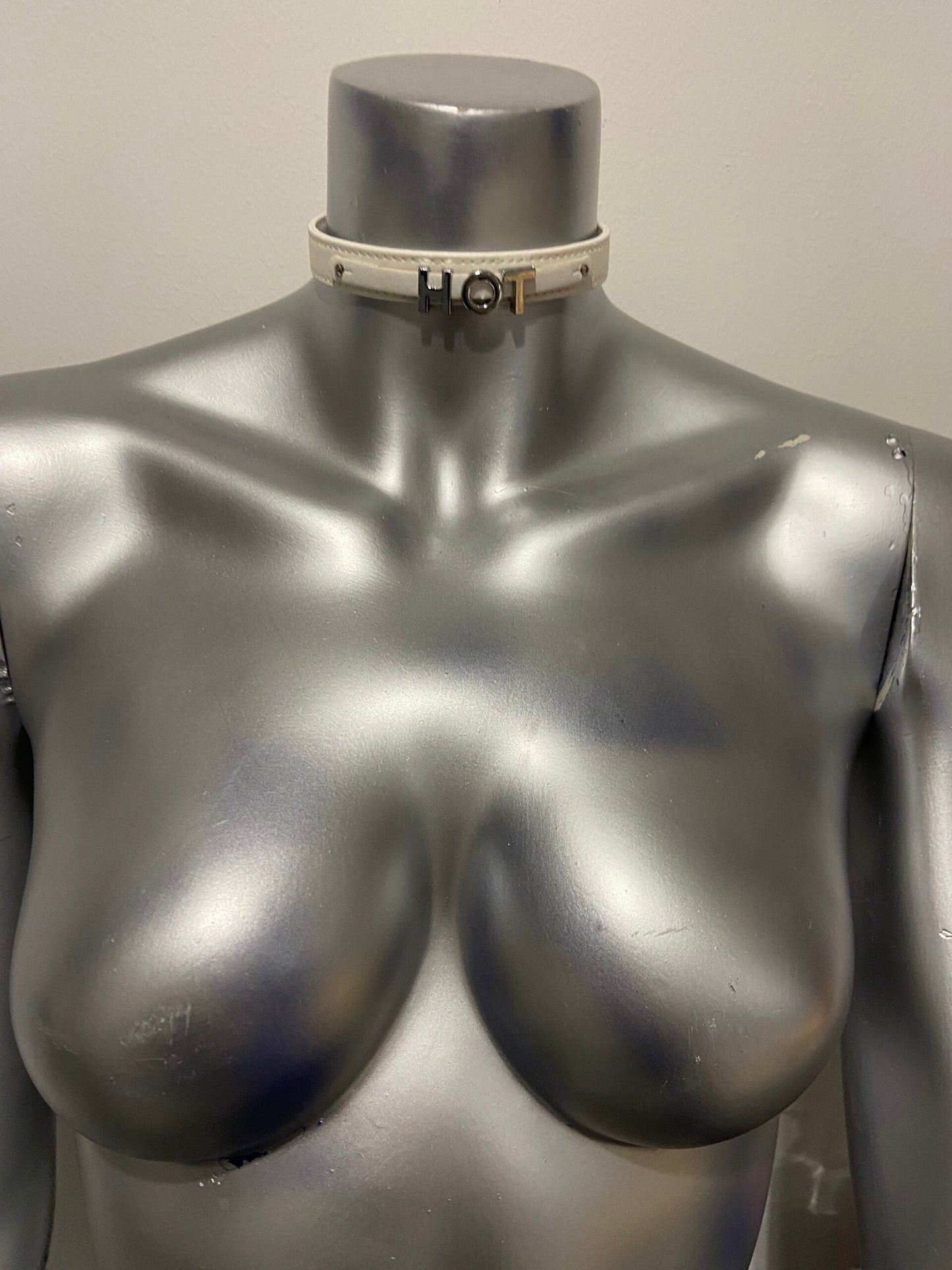 Power Escorts Luxury Collar White with Name HOT - BDSM - Heavy Quality