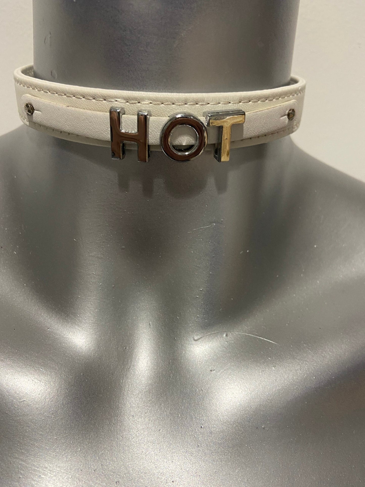 Power Escorts Luxury Collar White with Name HOT - BDSM - Heavy Quality