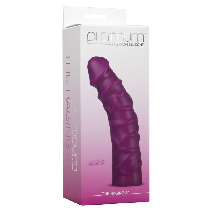 Doc Johnson Platinum Premium Silicone Dildo - The Raging 8 Inch - Purple - 0102-51-BX