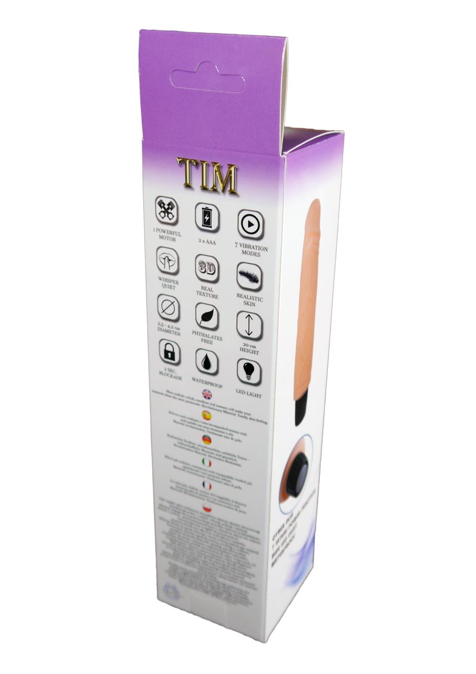 Bossoftoys Tim Realistische Vibrator 20 cm - 7 functies - dia 4,2 / 2,5 cm - 46-00007