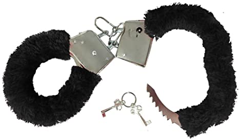 Power Escorts Furry Hand cuffs Black - Love Cuffs Bondage - Colour box - BR206