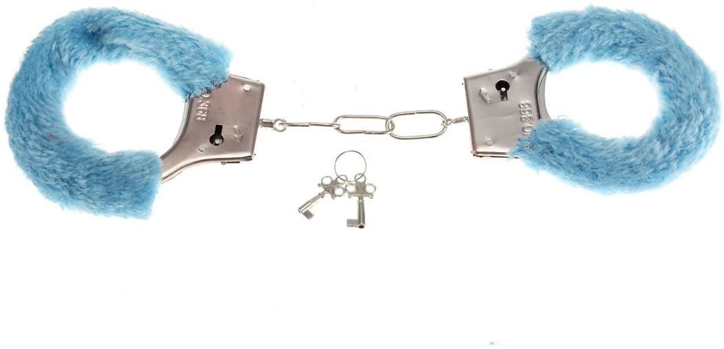 Power Escorts Soft Furry Hand cuffs Blue - Love Cuffs - Br206 Blue