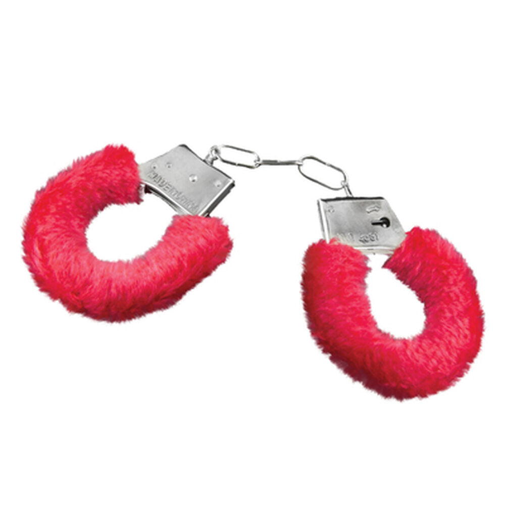 Power Escorts Furry Hand cuffs Red - BR206 Red - Colour Box