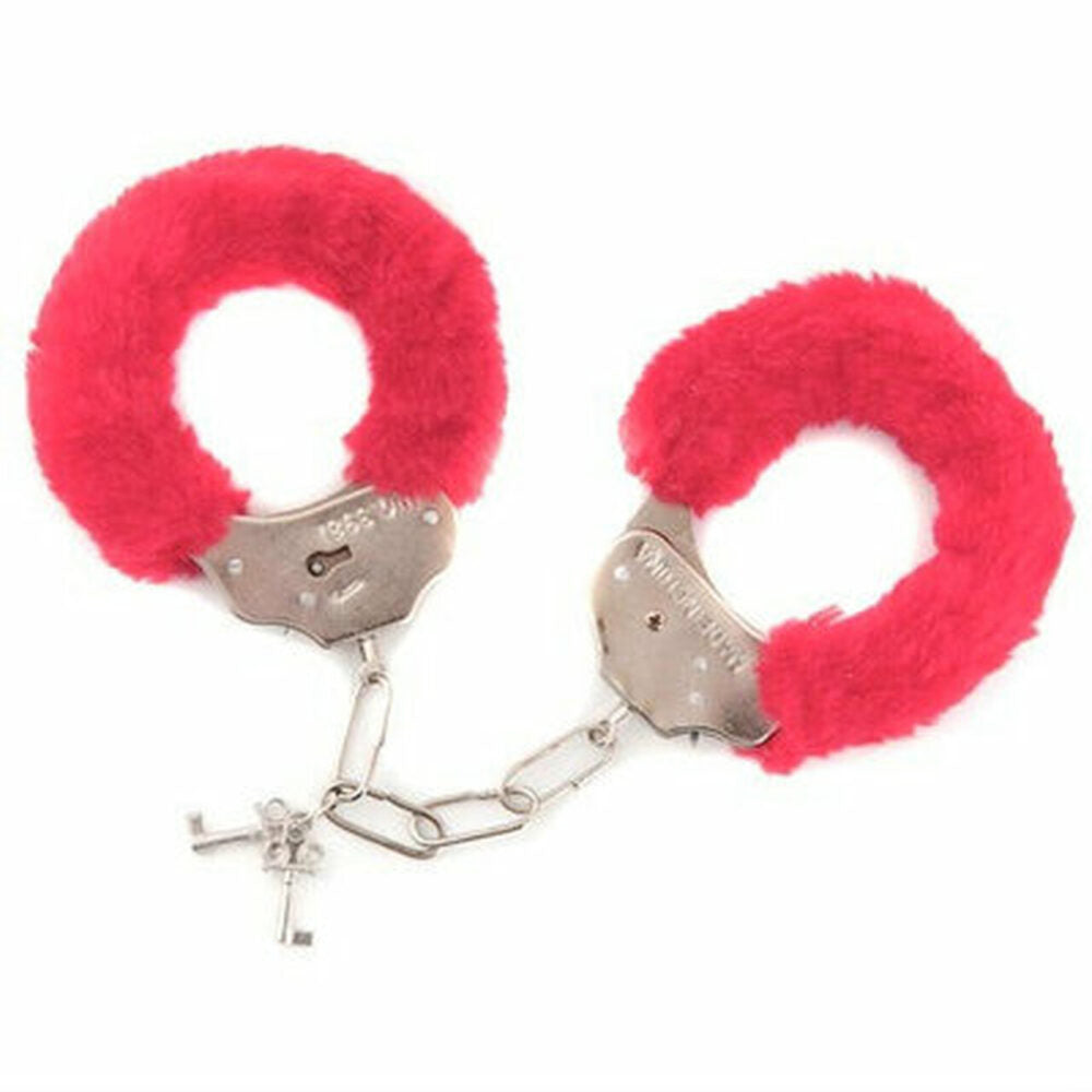 Power Escorts Furry Hand cuffs Red - BR206 Red - Colour Box