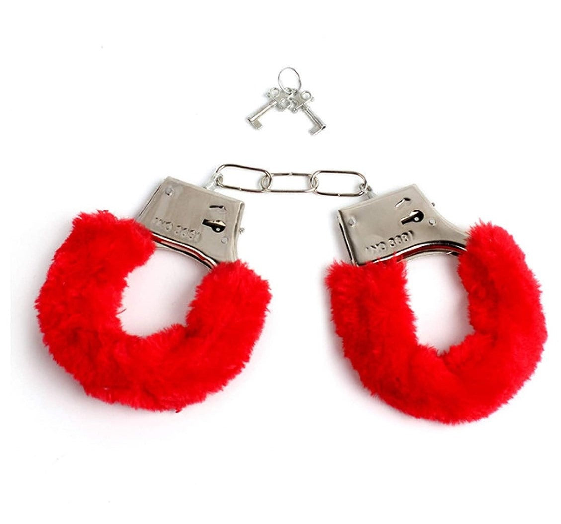 Power Escorts Furry Hand cuffs Red - BR206 Red - Colour Box