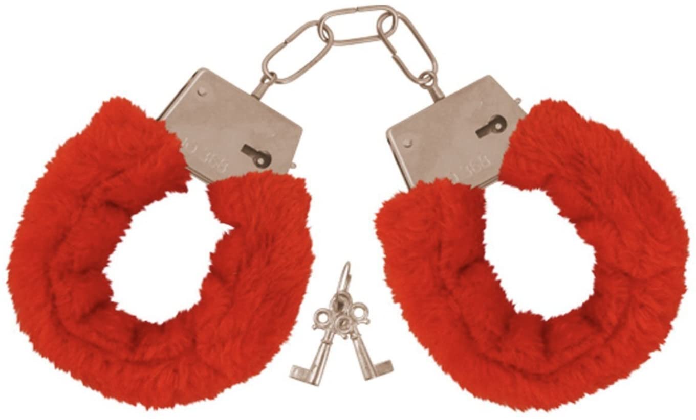 Power Escorts Furry Hand cuffs Red - BR206 Red - Colour Box