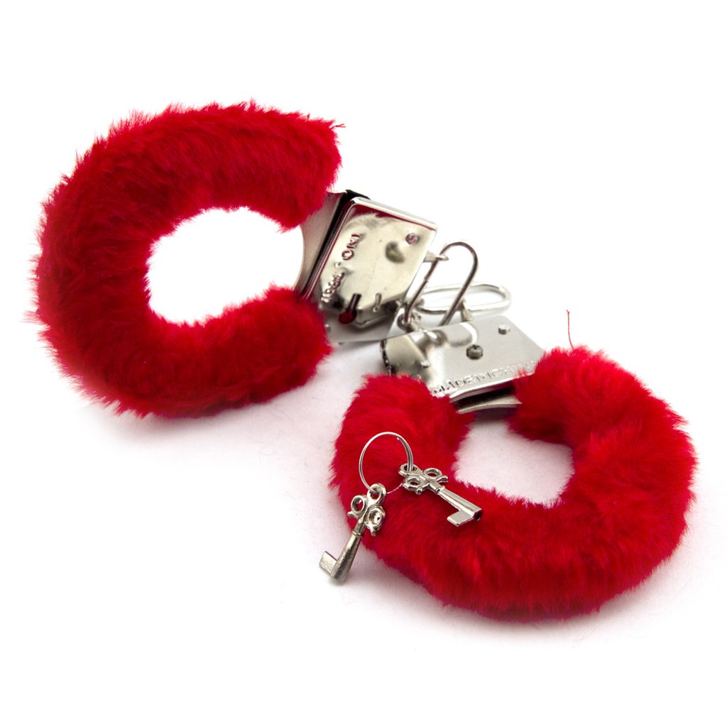 Power Escorts Furry Hand cuffs Red - BR206 Red - Colour Box