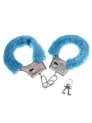 Power Escorts Soft Furry Hand cuffs Blue - Love Cuffs - Br206 Blue