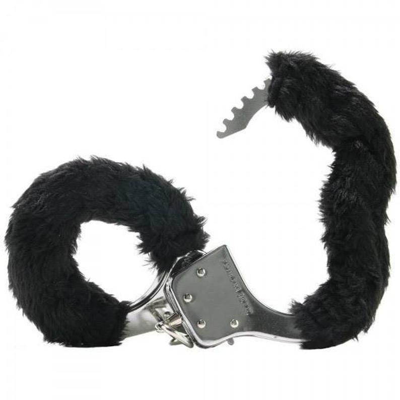 Power Escorts Furry Hand cuffs Black - Love Cuffs Bondage - Colour box - BR206