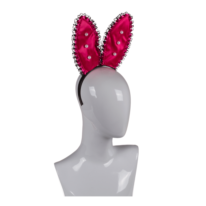 Konijnen Oren Tiara Roze Met Parels XXL - Leuk Accessoire Voor Feestjes En Verkleedpartijen