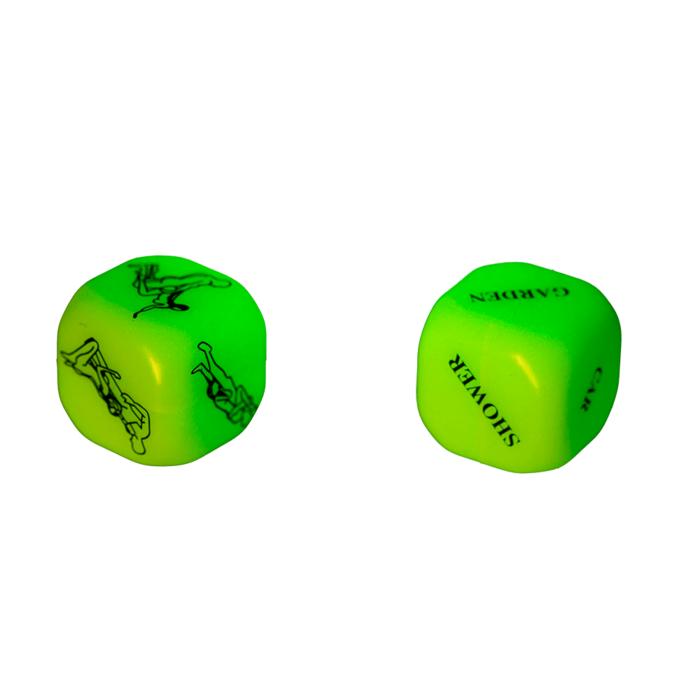 Breng wat spanning in je slaapkamer met deze Glow-in-the-Dark Sex Dobbelstenen Set