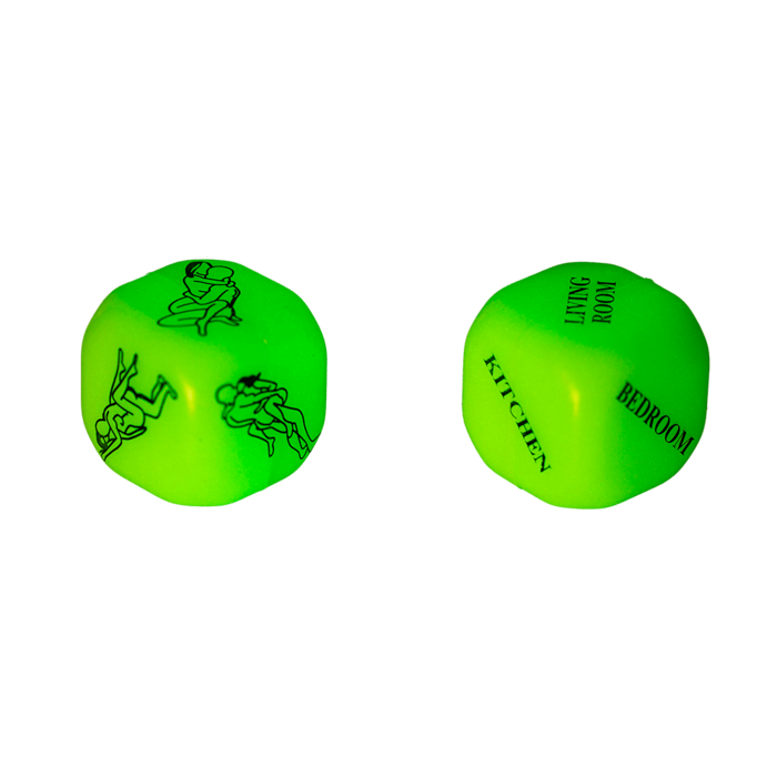 Breng wat spanning in je slaapkamer met deze Glow-in-the-Dark Sex Dobbelstenen Set
