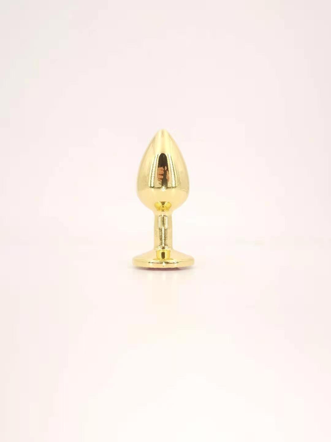 Power Escorts - BR211Lpink - Diamond King Gold Plug Large - Diameter 4 cm - Length 9.5 cm - Anal Plug - Gold with Pink Stone