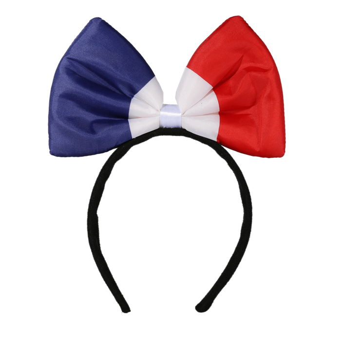 Pluche hoofdband vlinderdas in Franse kleuren, 25 cm